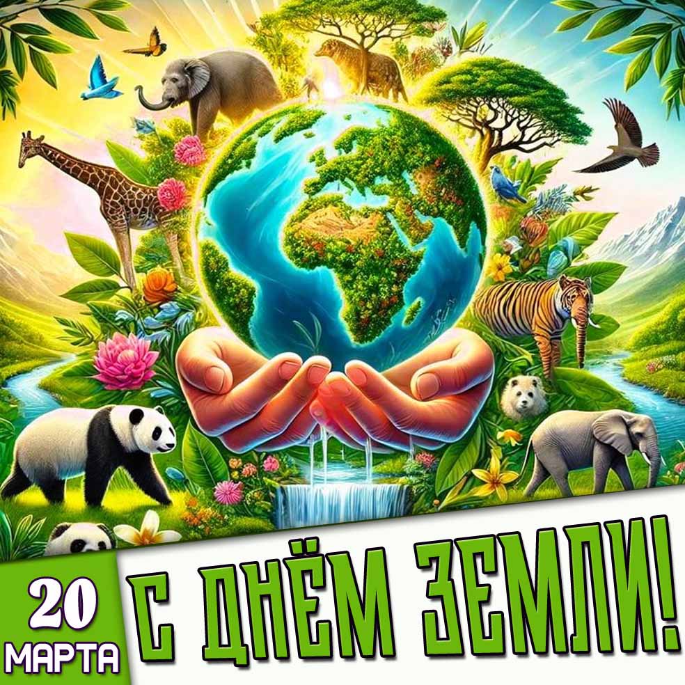 Открытка 20 марта - с днём Земли!