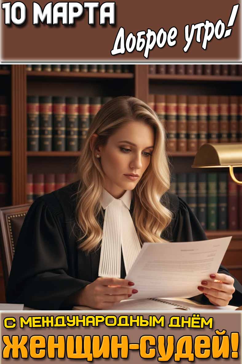 Открытка "10 марта доброе утро! С Международным днём женщин-судей!"