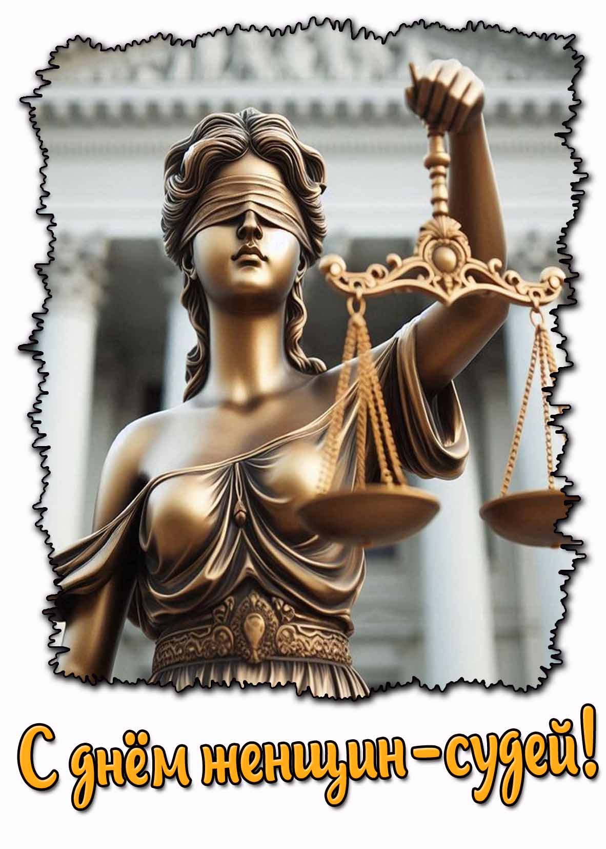 С днём женщин-судей! - открытка с Фемидой