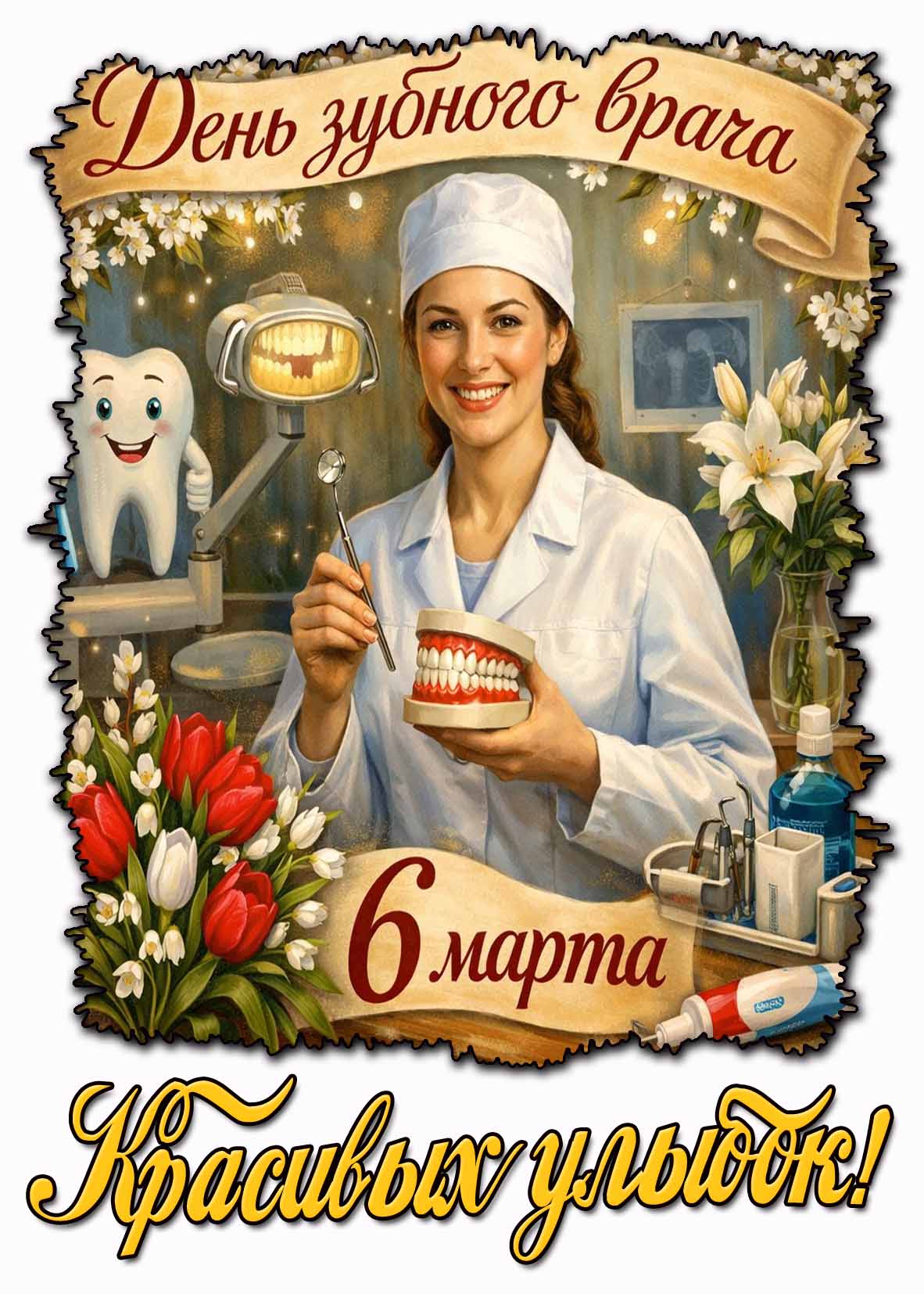 Картинка "6 марта - день зубного врача! Красивых улыбок!"
