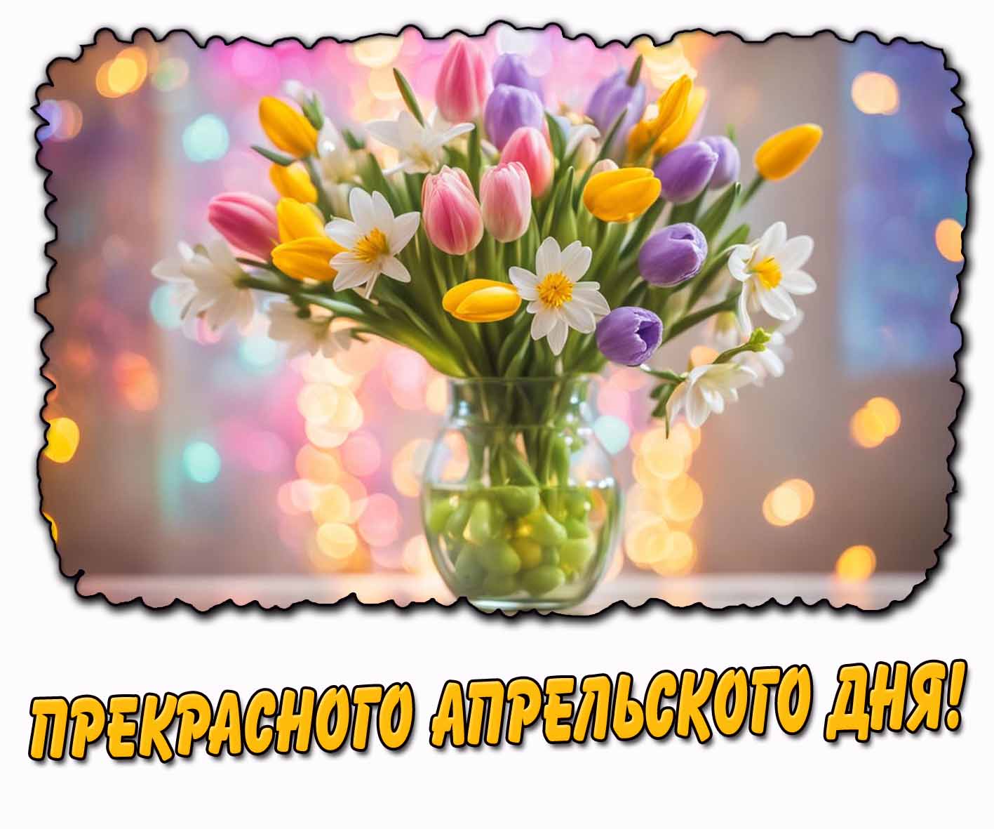Прекрасного апрельского дня! - открытка с цветами