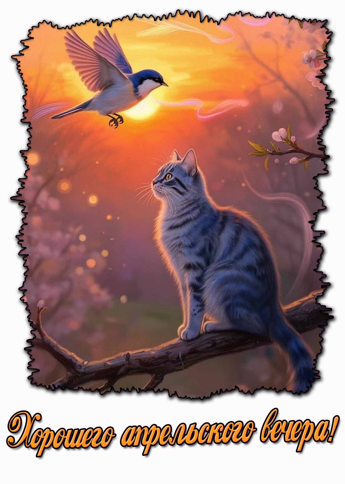 Хорошего апрельского вечера! - открытка с животными