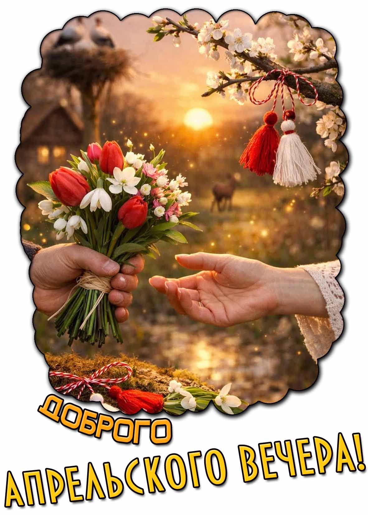 Доброго апрельского вечера! - открытка с цветами