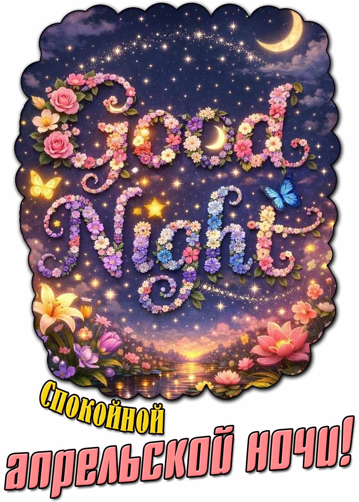Красивая картинка "Спокойной апрельской ночи! Good night!"
