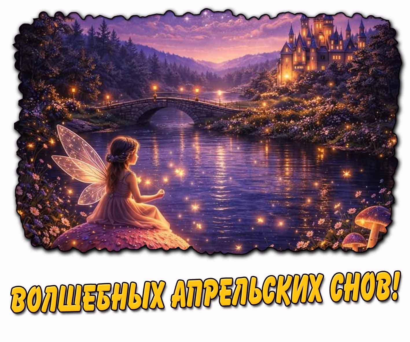 Волшебных апрельских снов! - открытка для детей