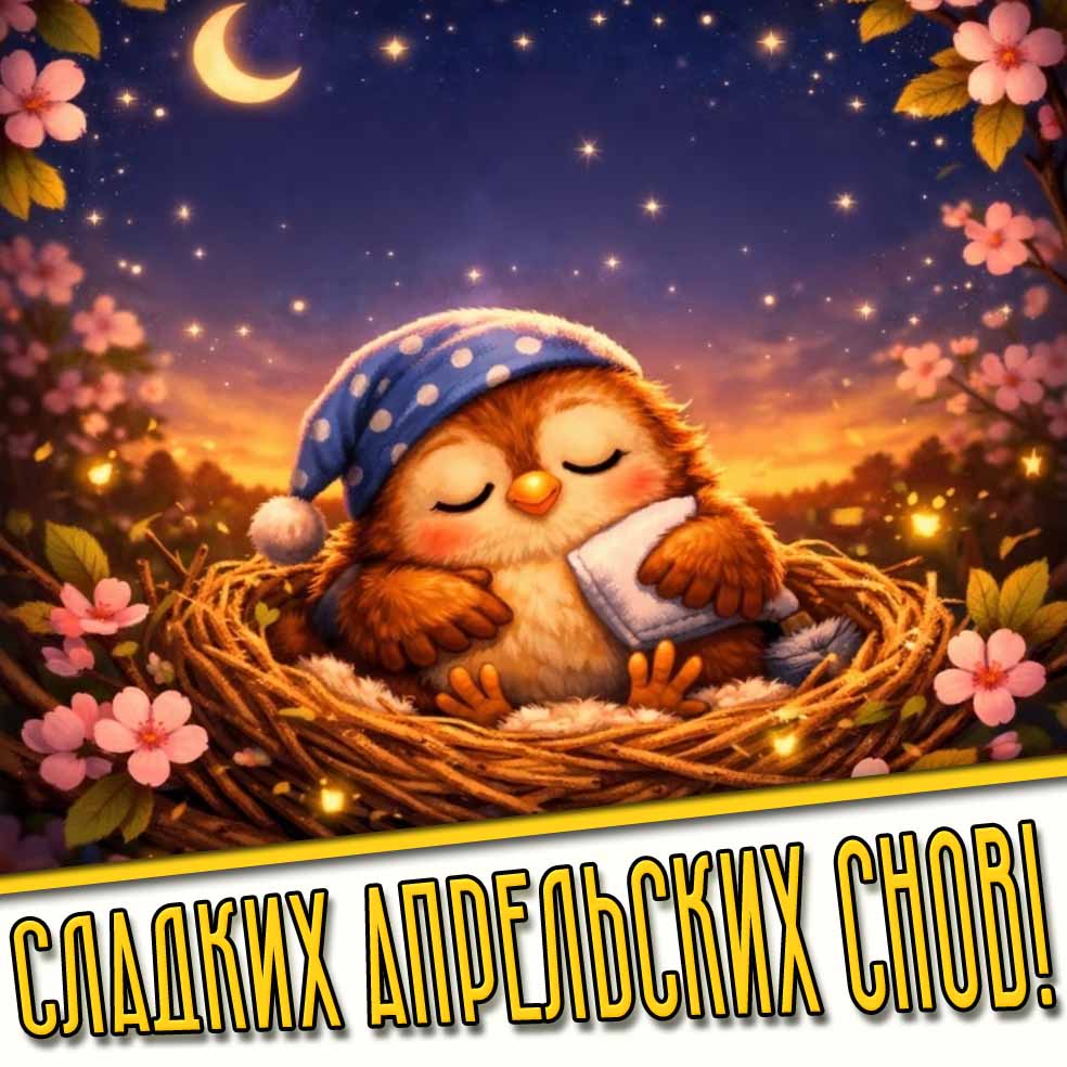 Сладких апрельских снов! - прикольная открытка