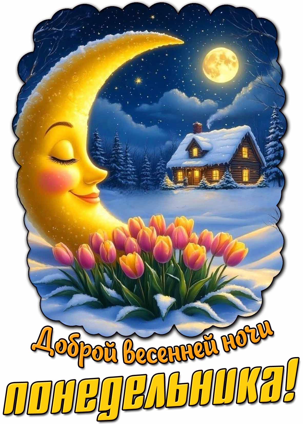 Картинка доброй весенней ночи понедельника