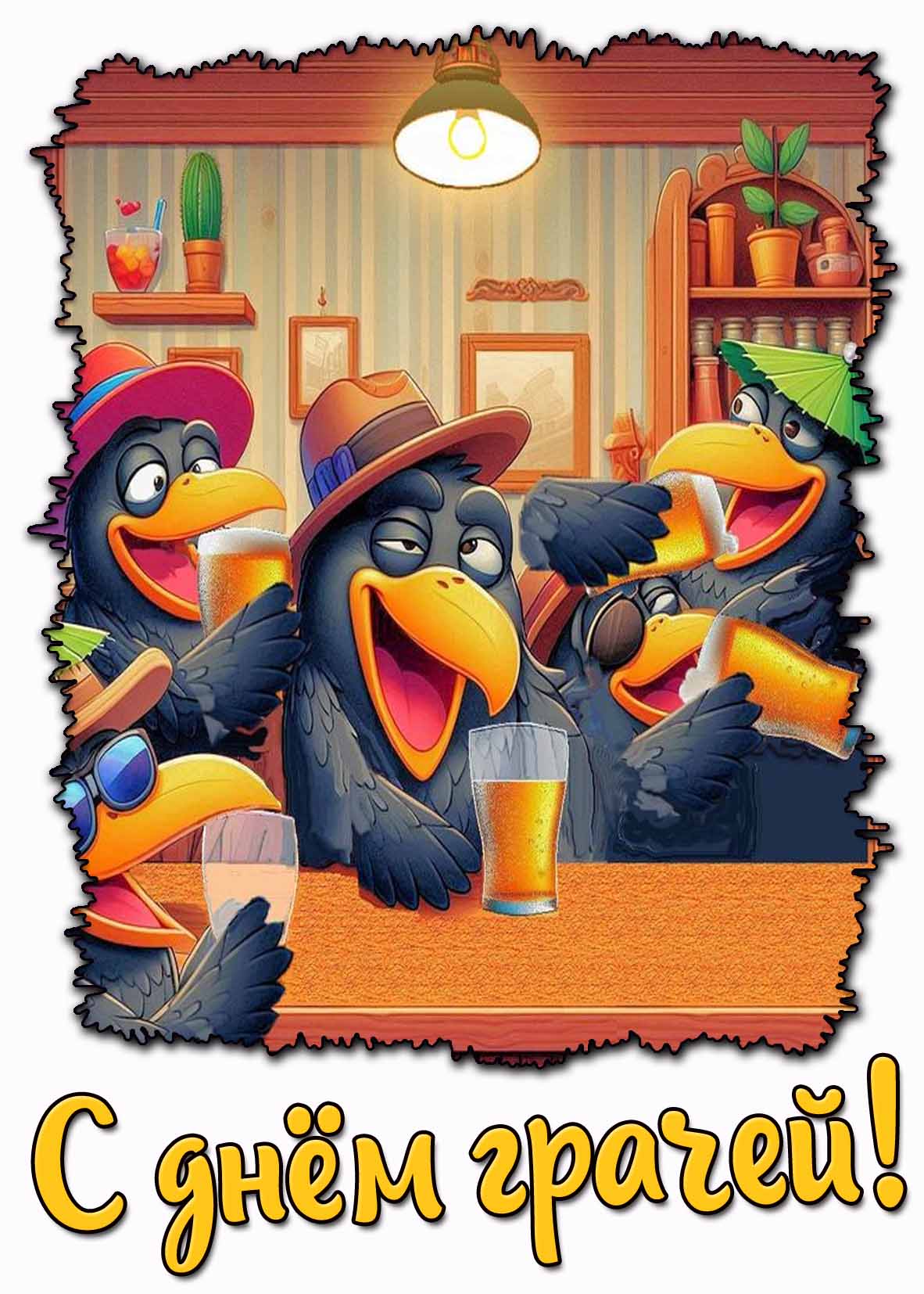 С днём грачей! - прикольная открытка