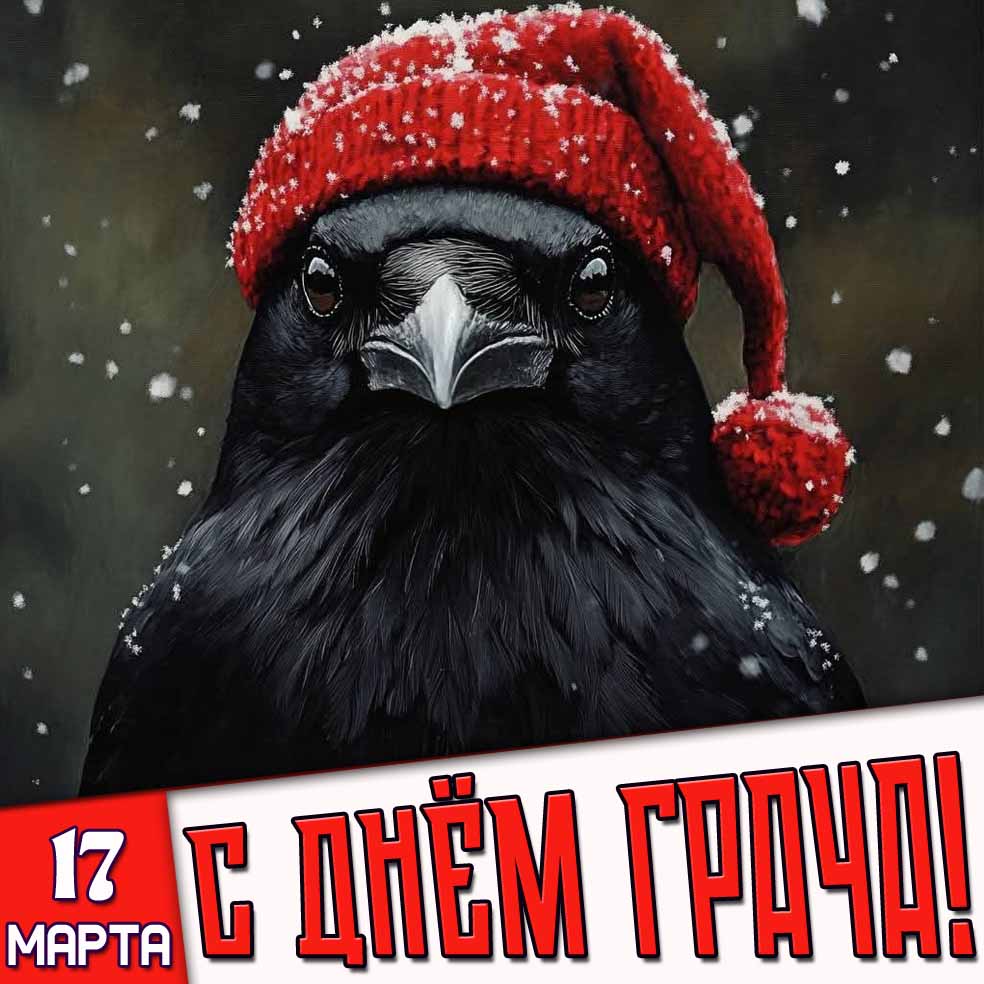 Открытка 17 марта - с днём грача!