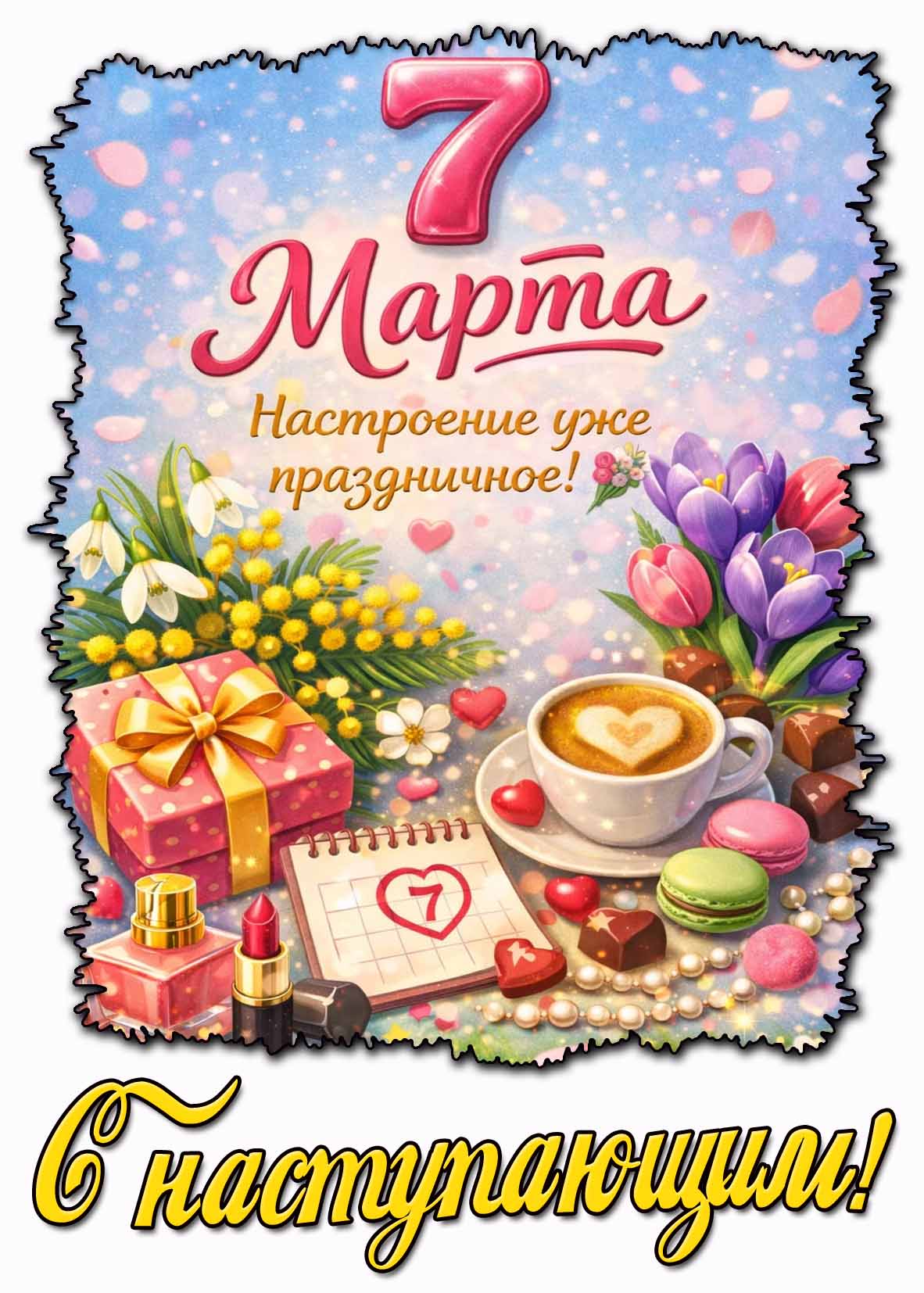 Картинка "7 марта - настроение уже праздничное! С наступающим!"