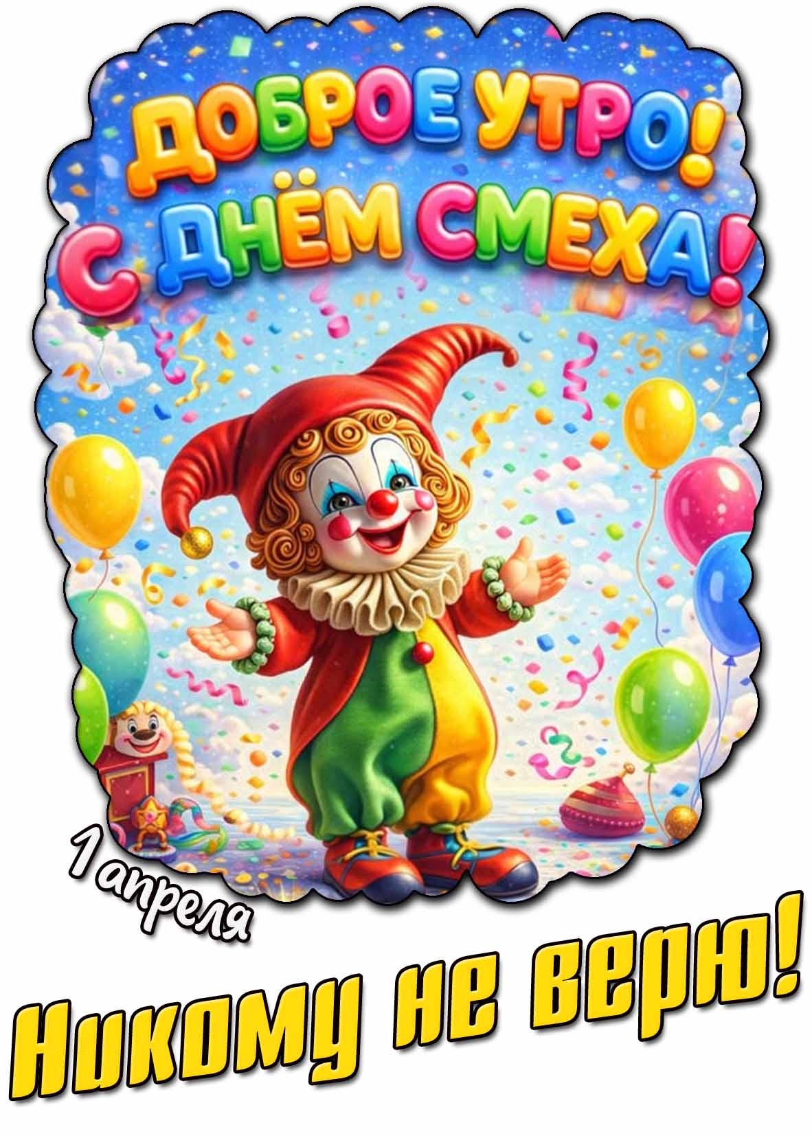 Картинка "Доброе утро! С днём смеха! 1 апреля - Никому не верю!"