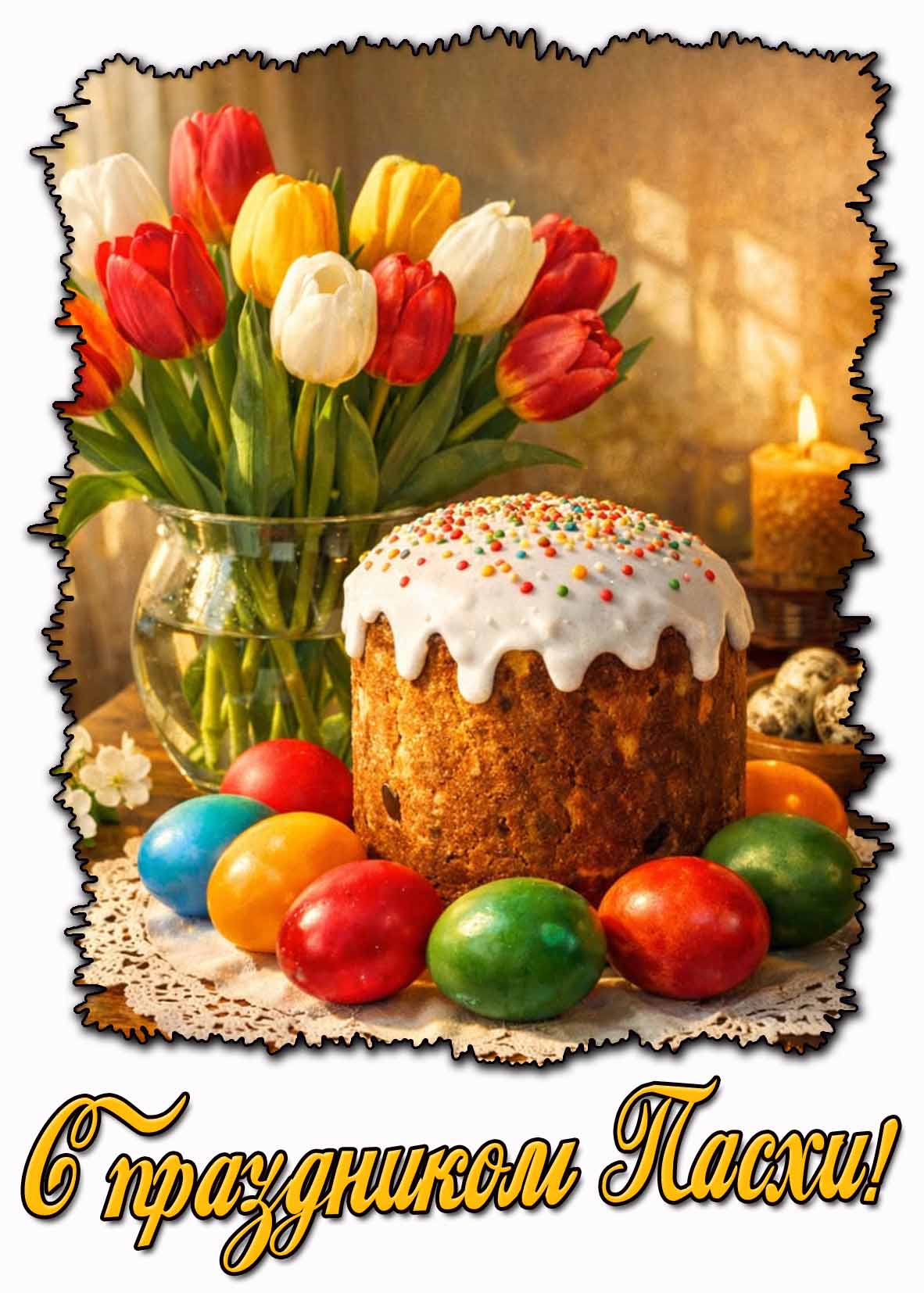 Картинка с праздником Пасхи
