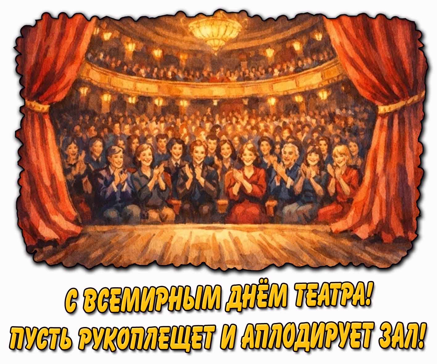 Картинка "С Всемирным днём театра! Пусть рукоплещет и аплодирует зал!"