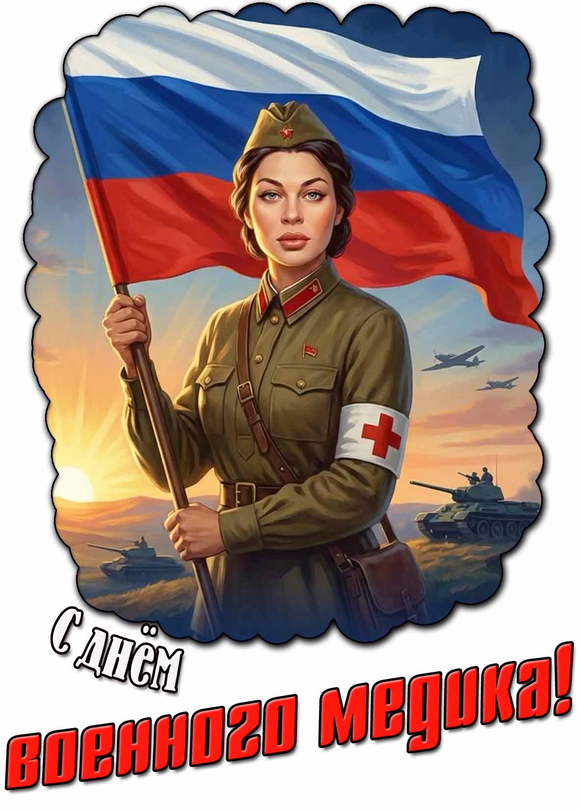 Красивая открытка с днём военного медика