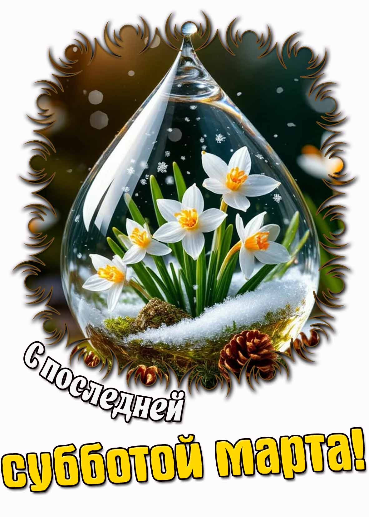Креативная открытка с последней субботой марта