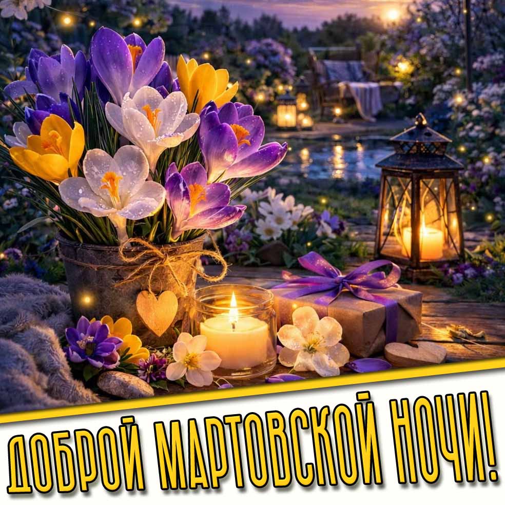 Доброй мартовской ночи! - открытка с цветами