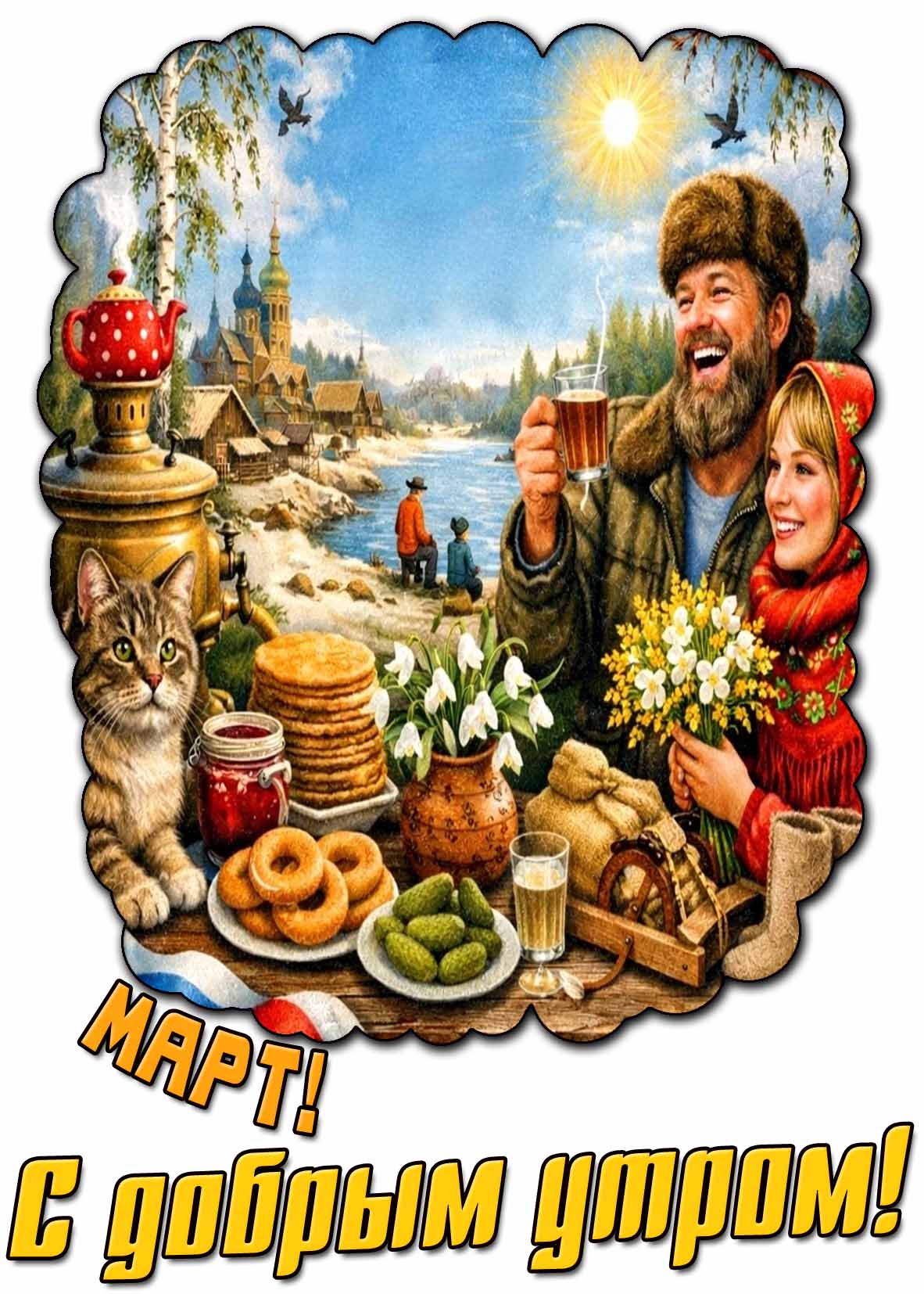Открытка "Март! С добрым утром!"