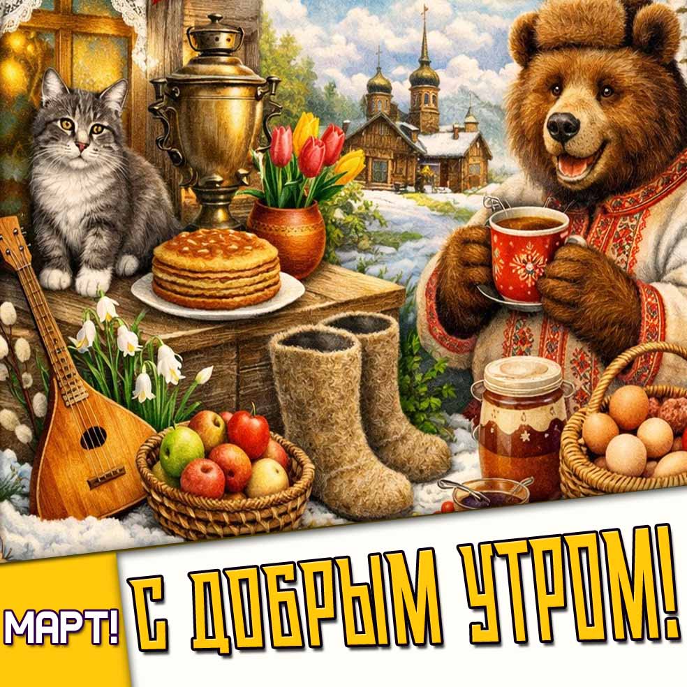 Открытка "Март! С добрым утром!"