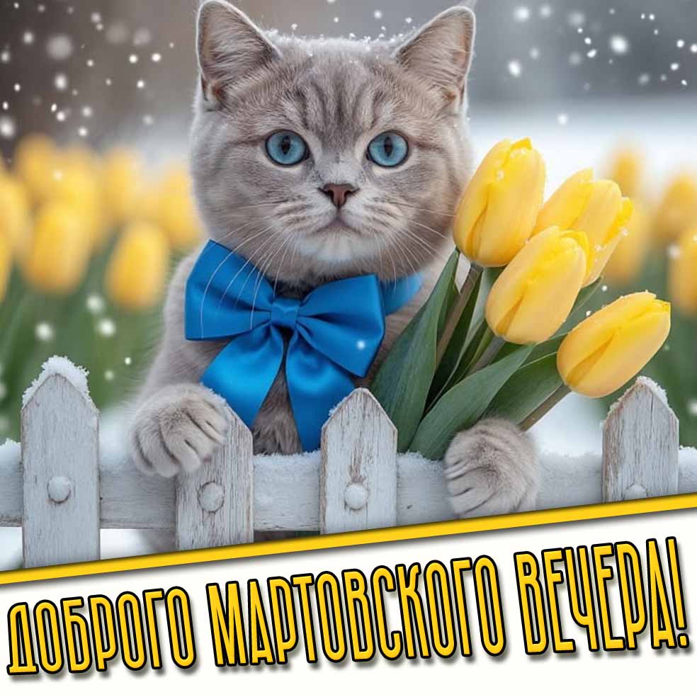 Доброго мартовского вечера! - прикольная картинка с котом