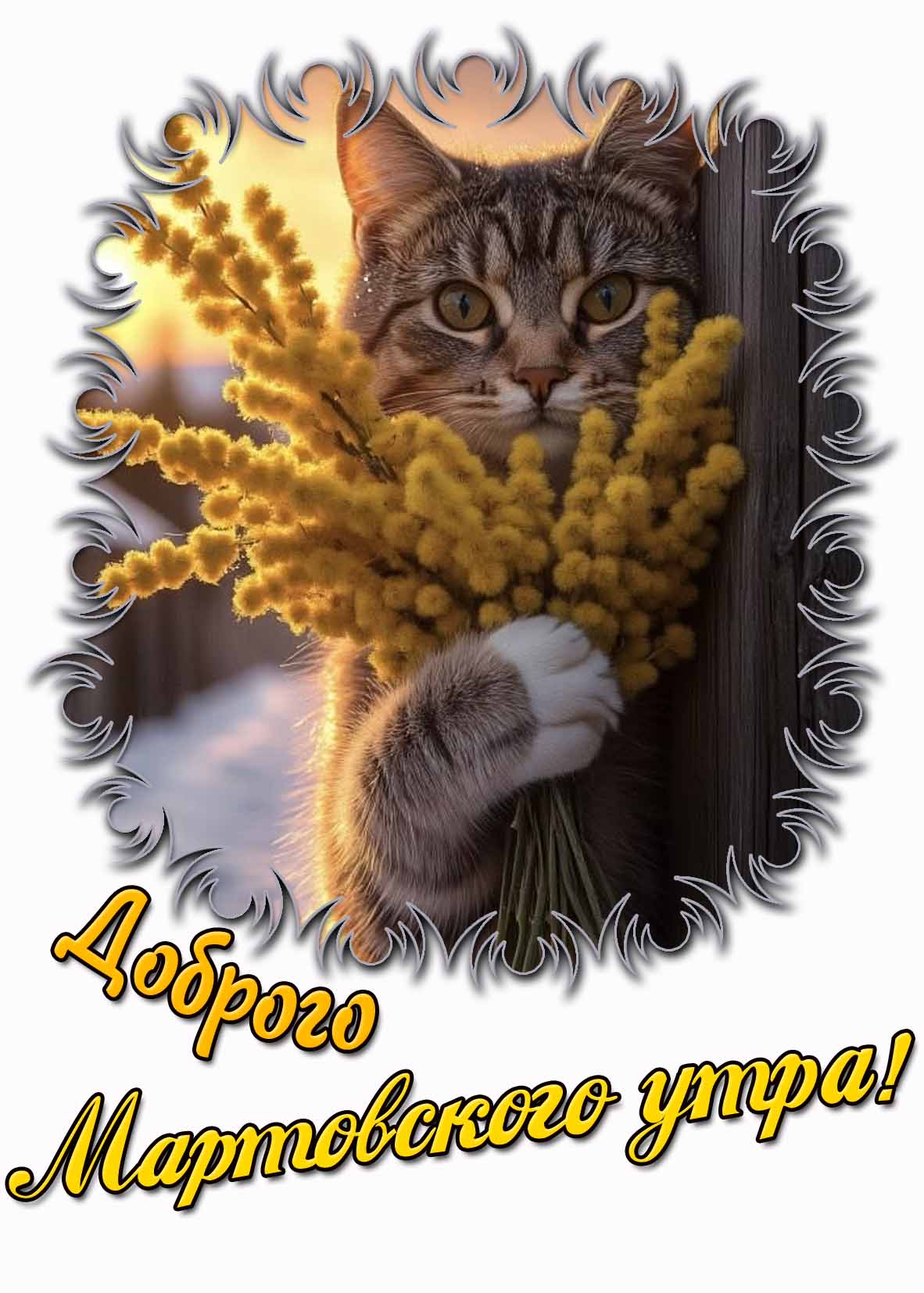 Доброго мартовского утра! - красивая картинка с котом