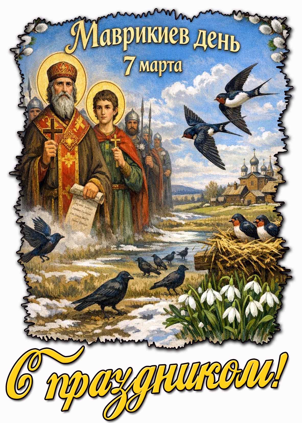 Красивая картинка "7 марта - Маврикиев день! С праздником!"