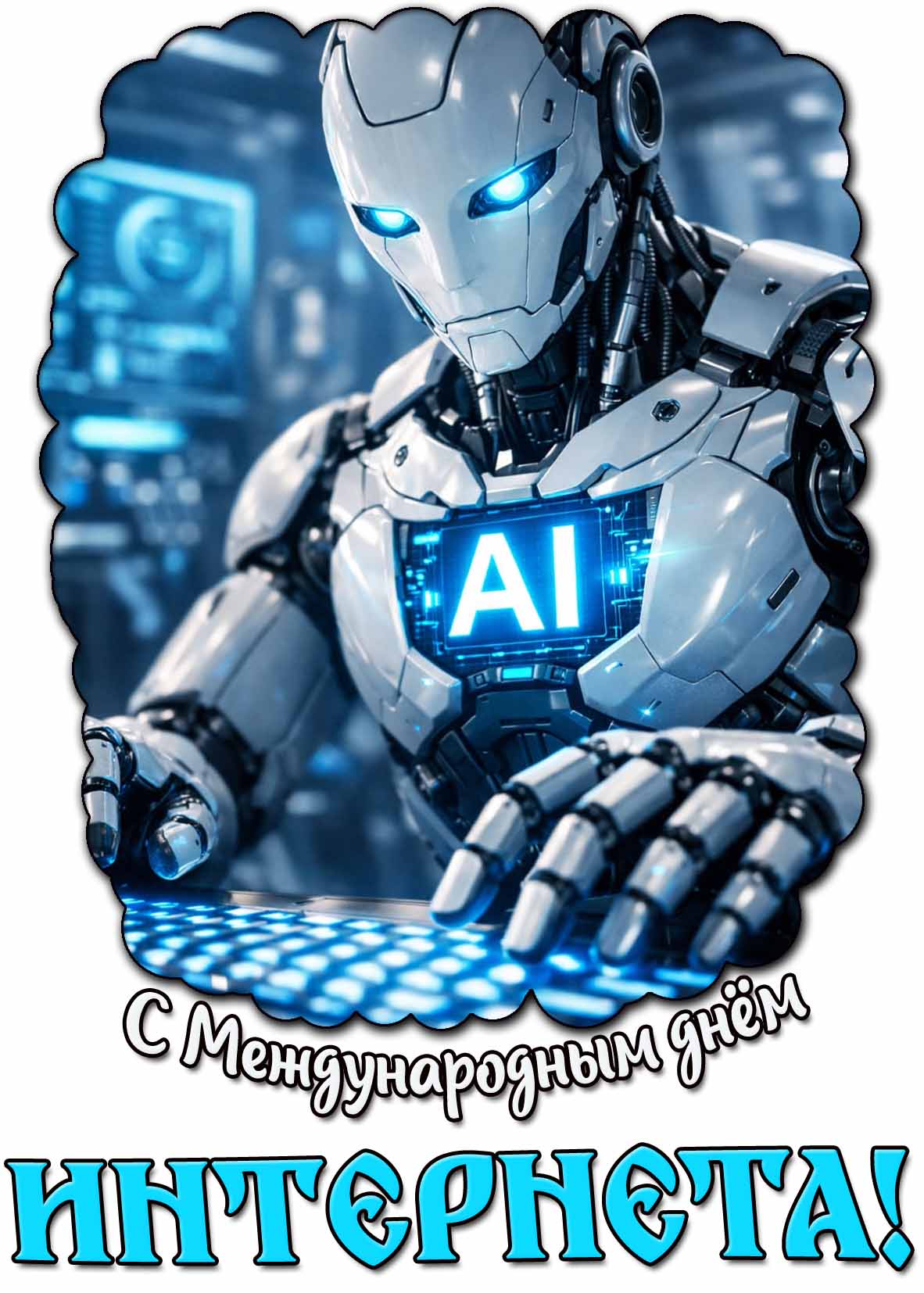 С Международным днём интернета! - крутая открытка с роботом