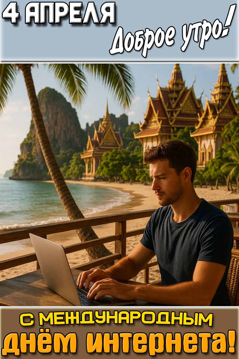 Картинка "4 апреля доброе утро! С Международным днём интернета!"