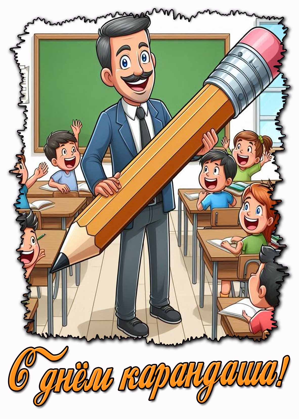 Прикольная открытка с днём карандаша