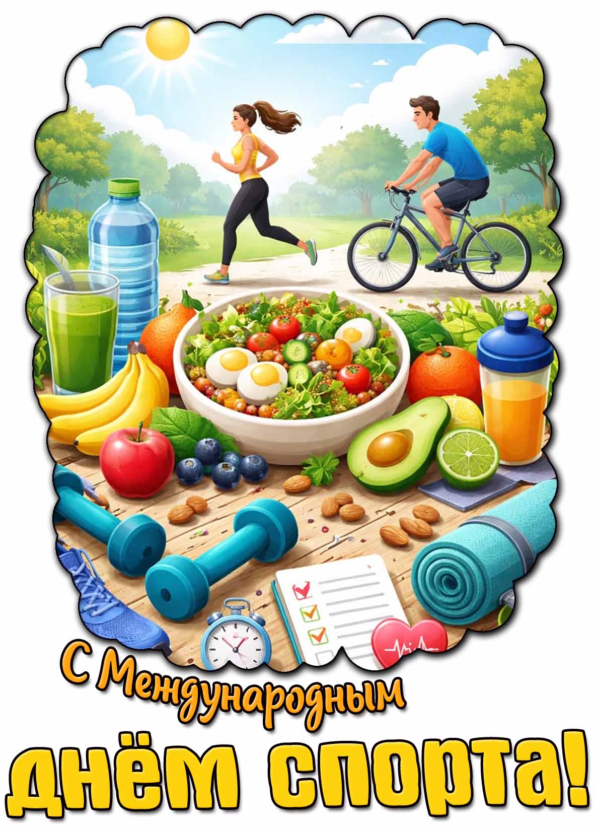 С Международным днём спорта! - красивая открытка