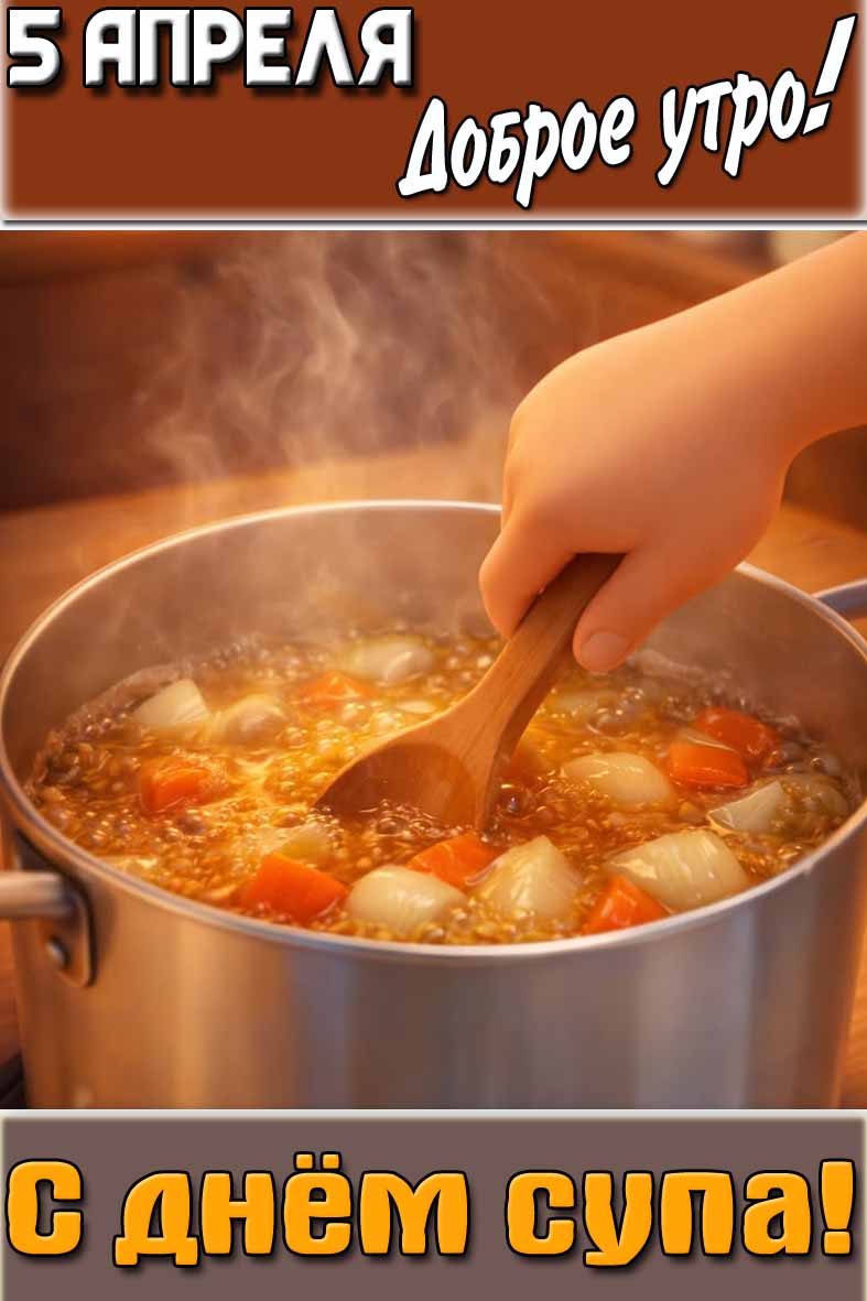 Картинка "5 апреля доброе утро! С днём супа!"