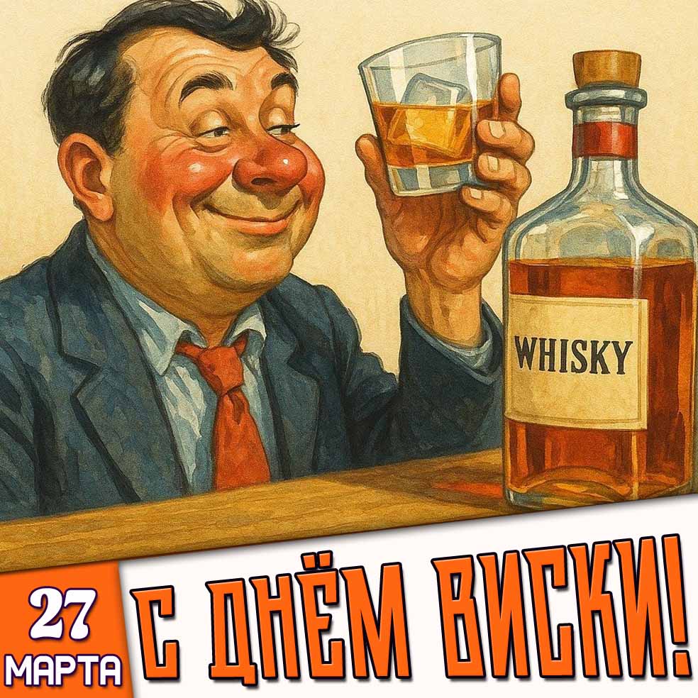 Прикольная открытка 27 марта - с днём виски!