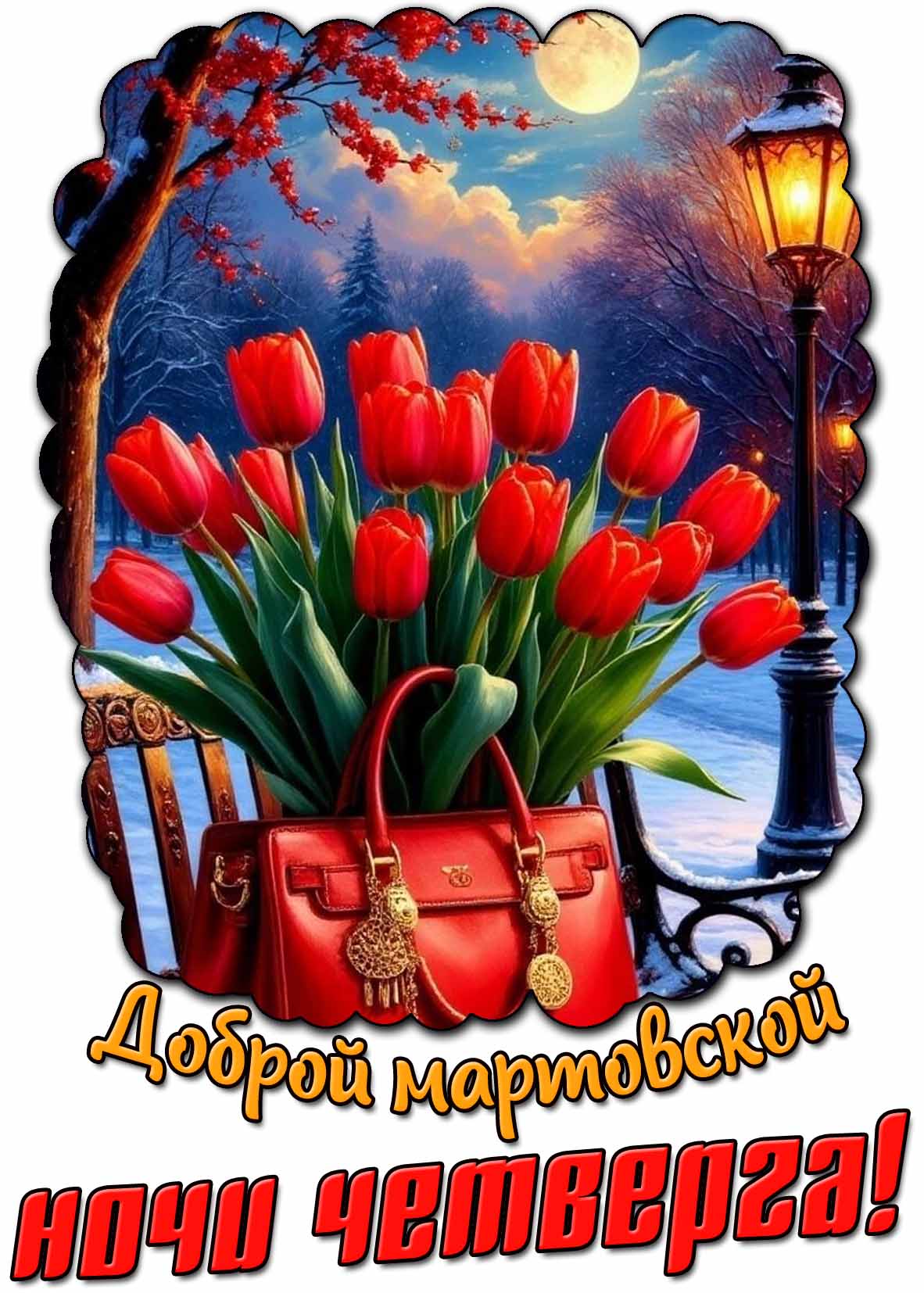 Открытка доброй мартовской ночи четверга