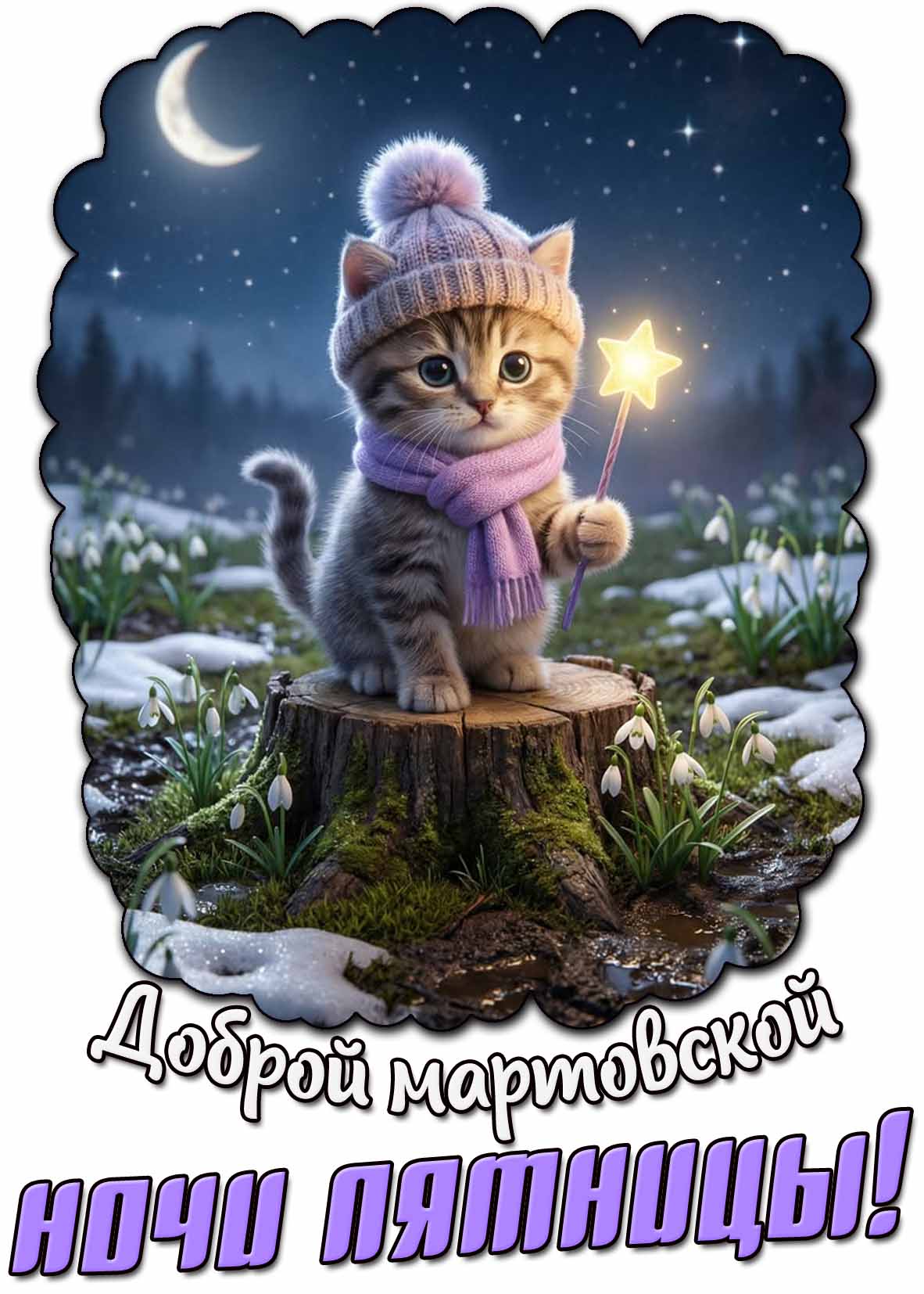 Открытка доброй мартовской ночи пятницы