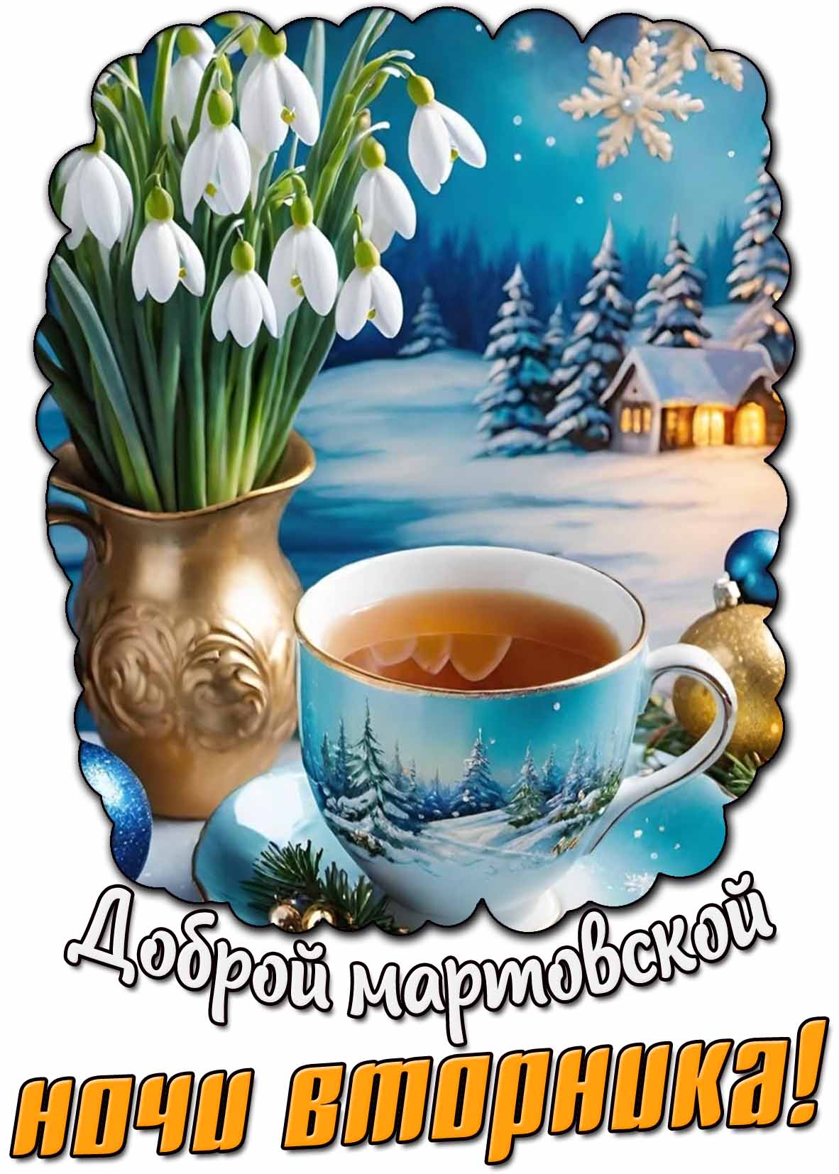 Открытка доброй мартовской ночи вторника