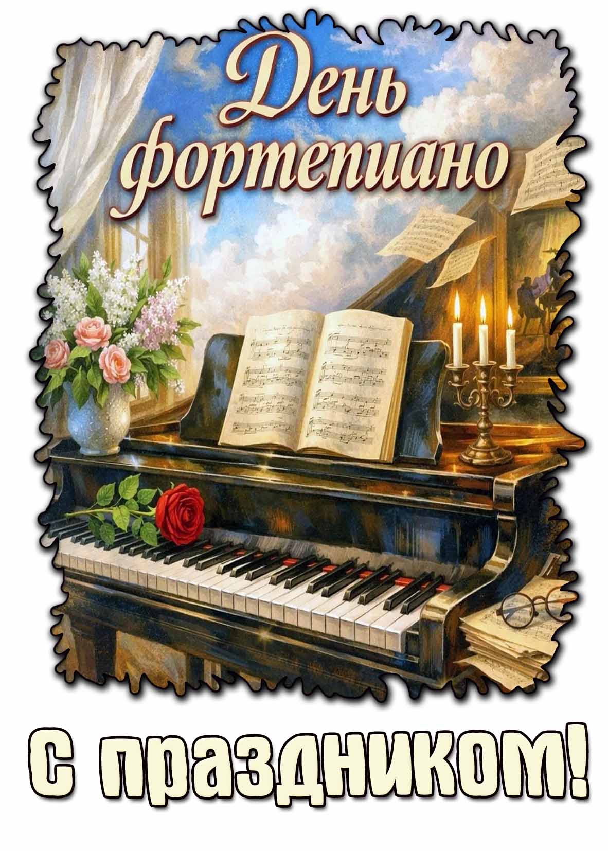 Открытка "День фортепиано! С праздником!"