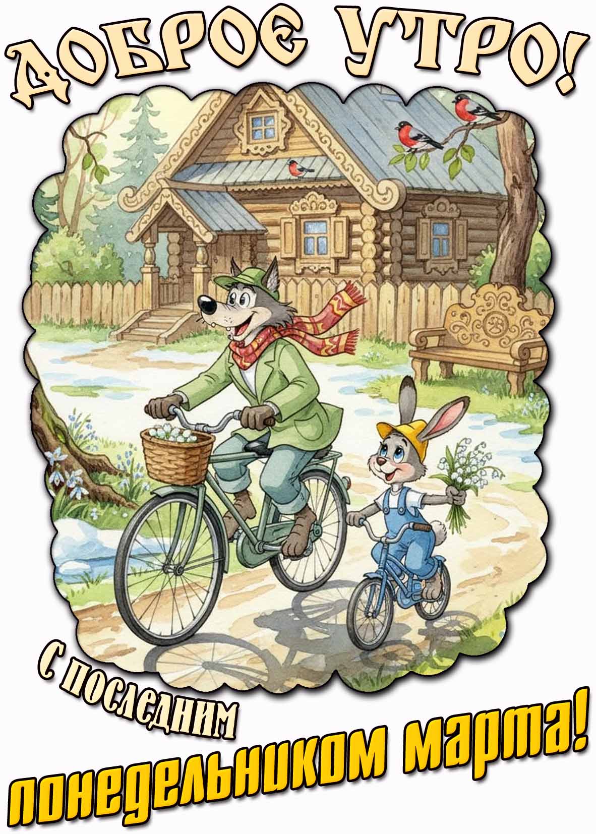 Открытка "Доброе утро! С последним понедельником марта!"