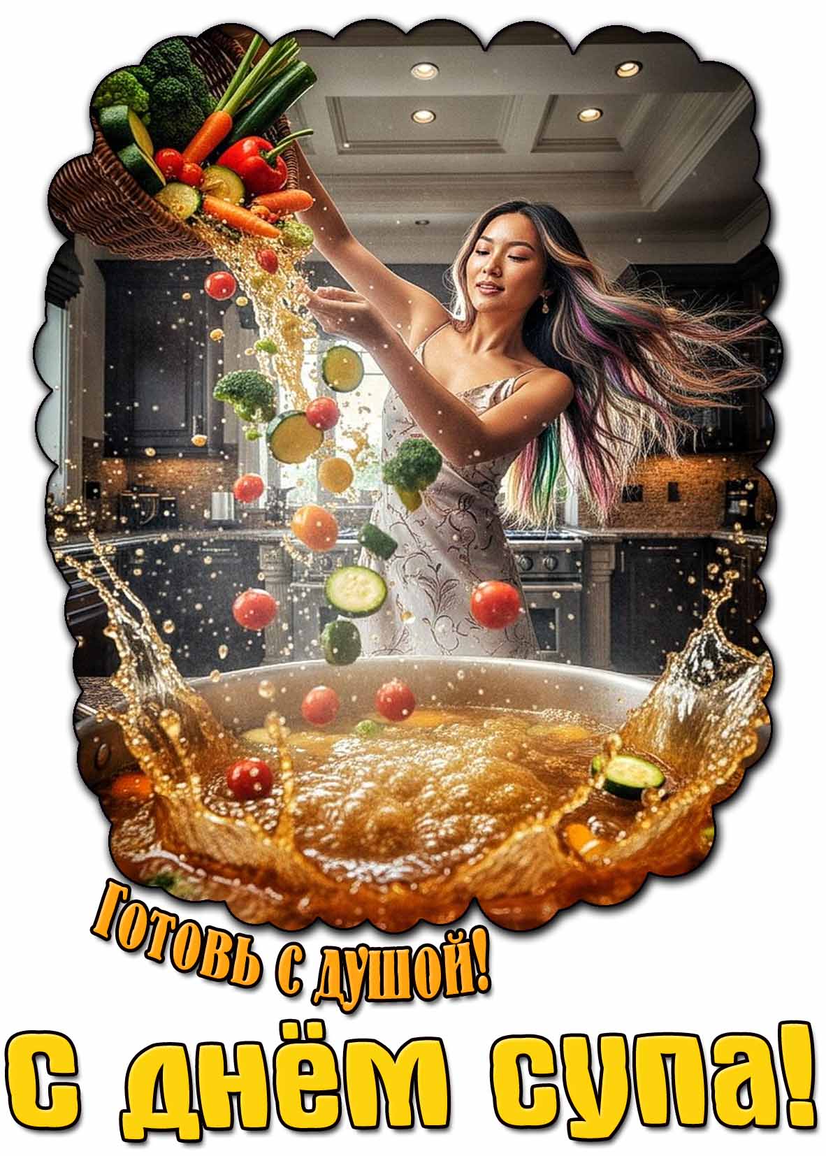 Открытка "Готовь с душой! С днём супа!"