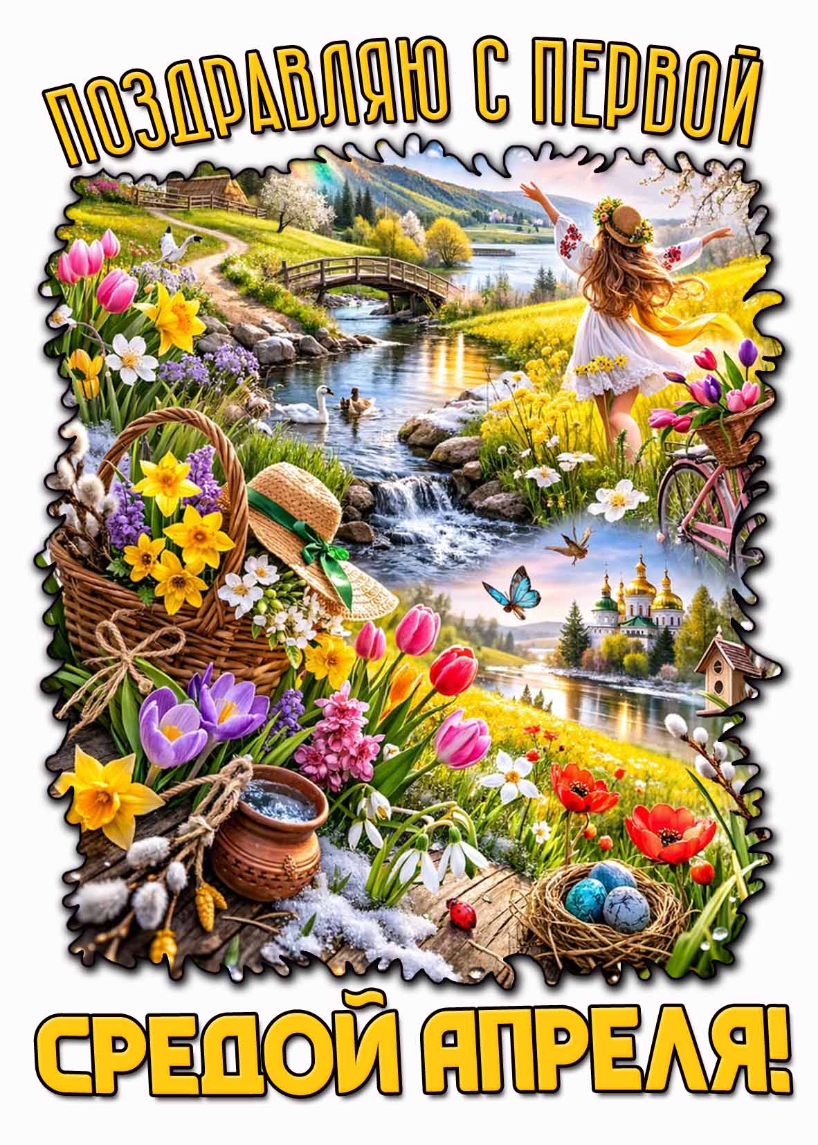 Открытка "Поздравляю с первой средой апреля!"