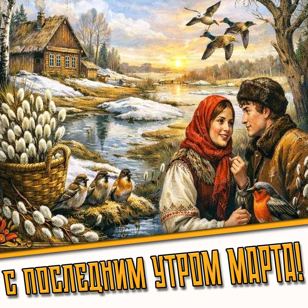 Открытка с последним утром марта