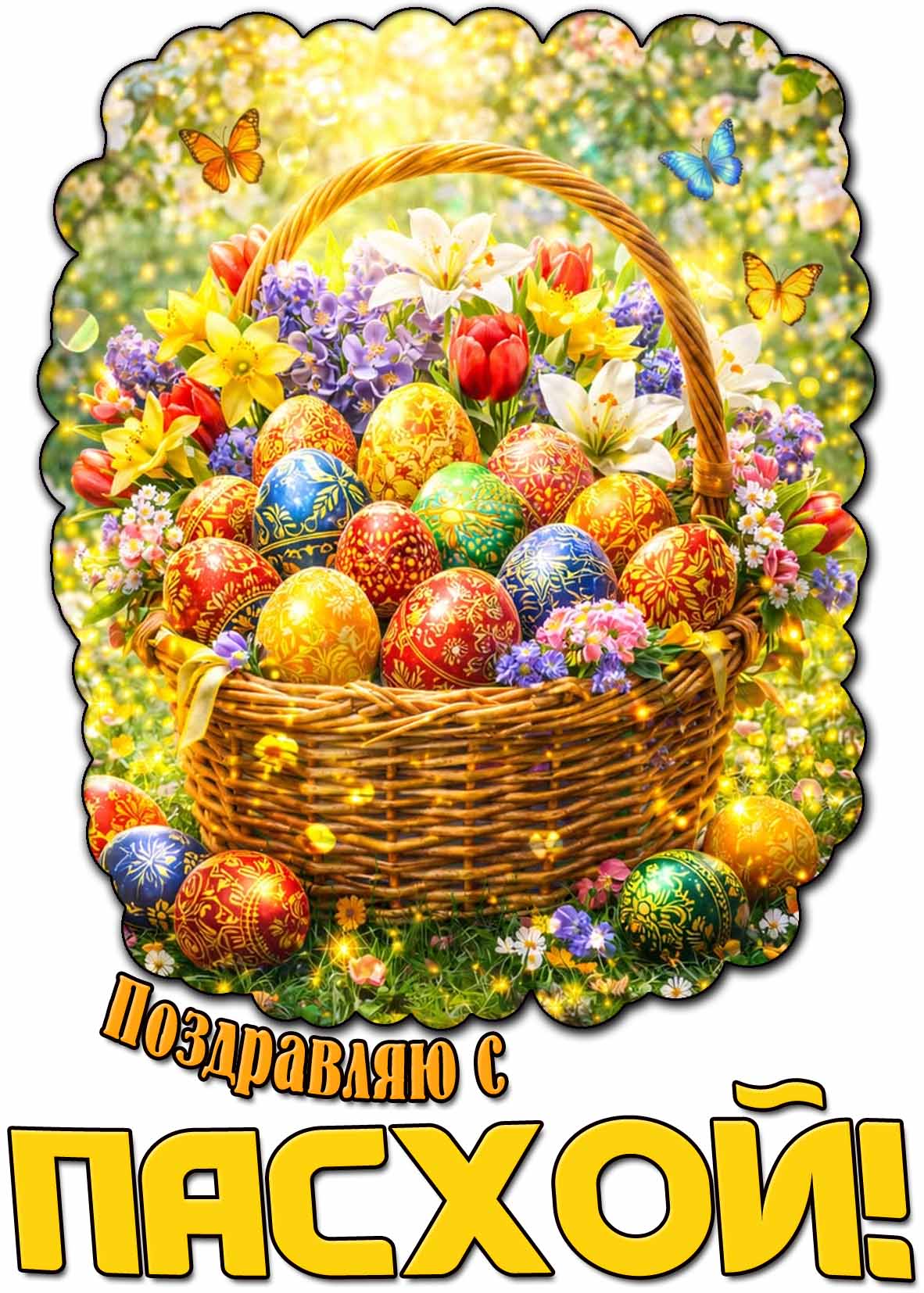 Поздравляю с Пасхой! - красивая открытка