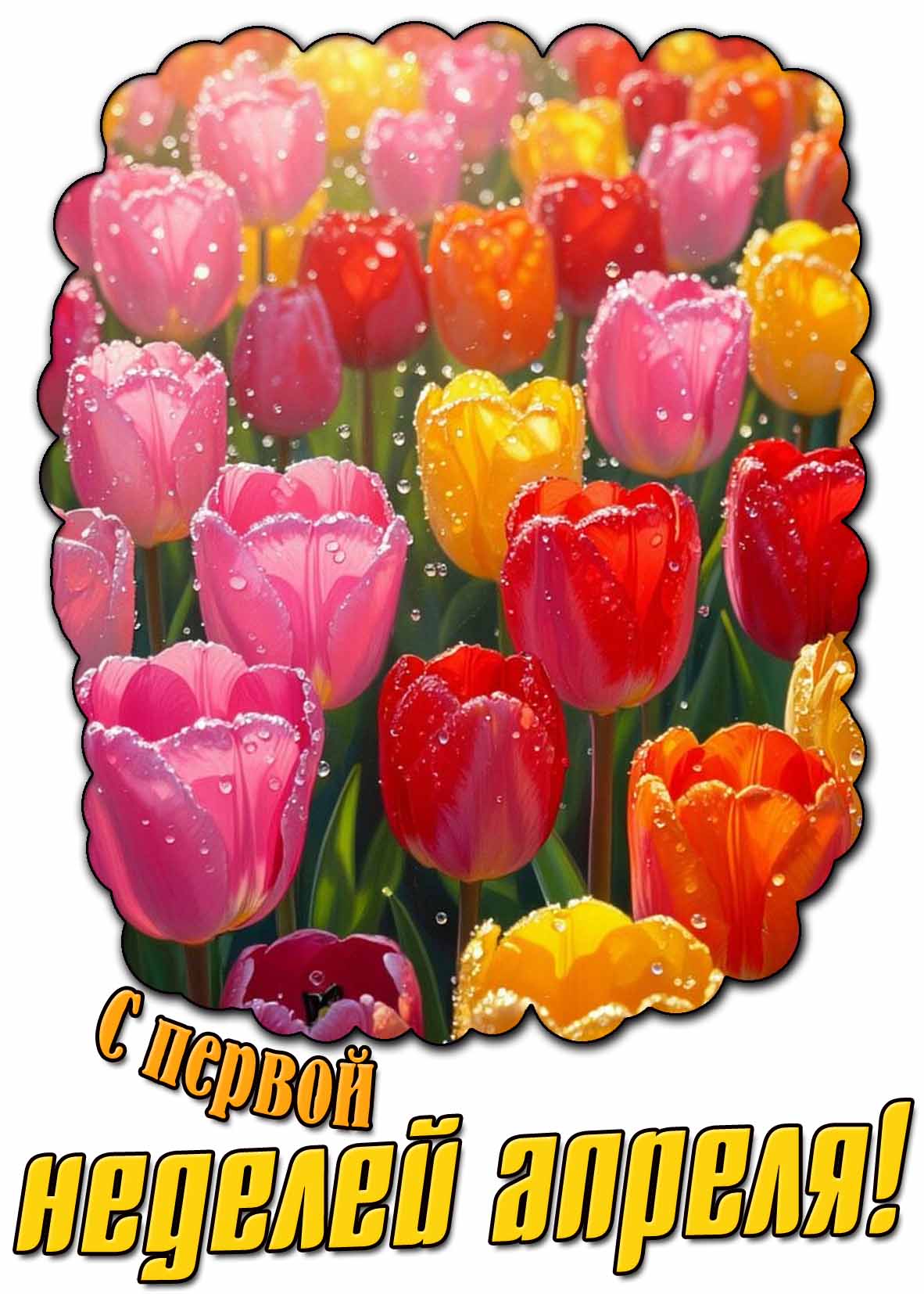 Открытка с первой неделей апреля