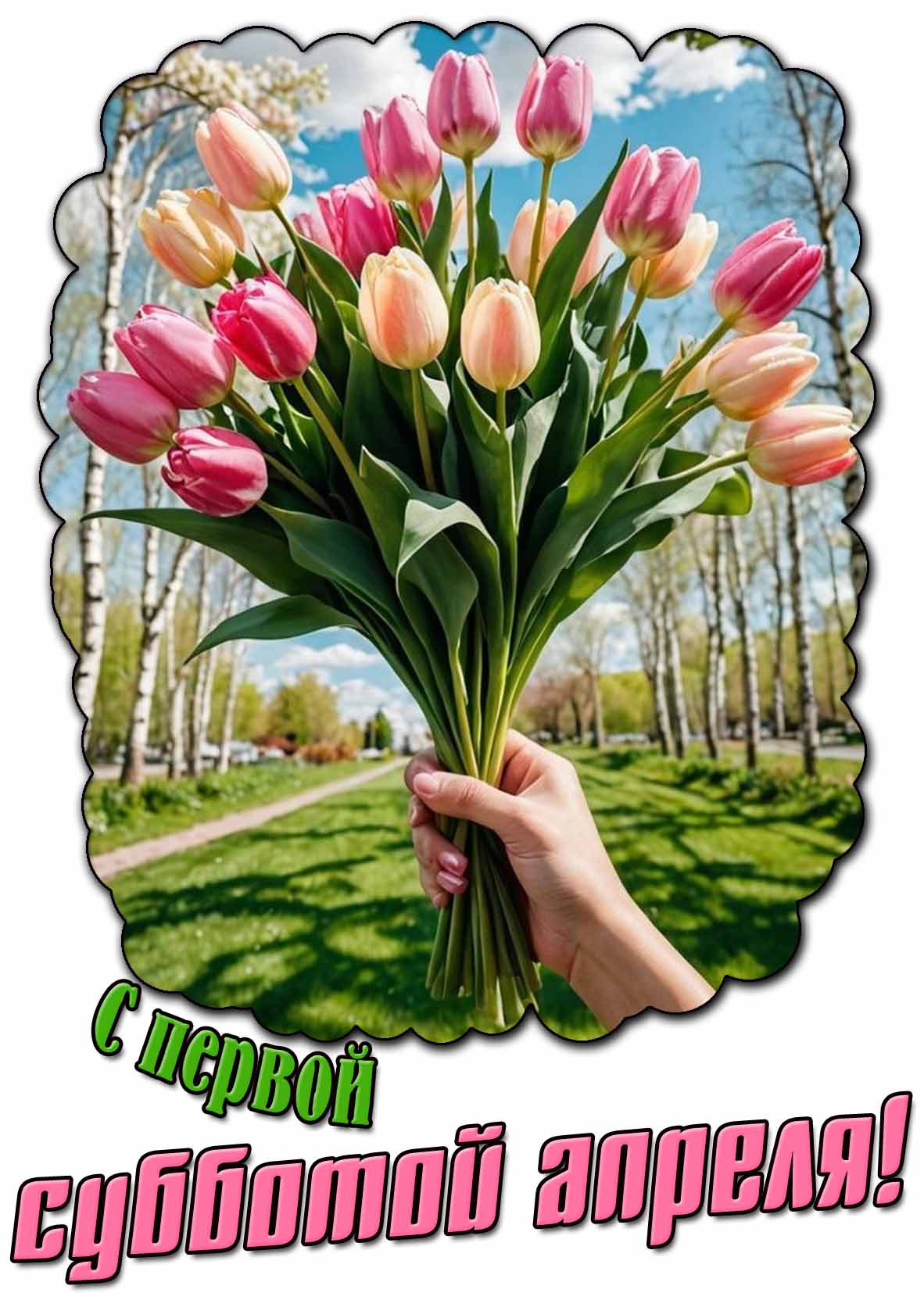 Открытка с первой субботой апреля