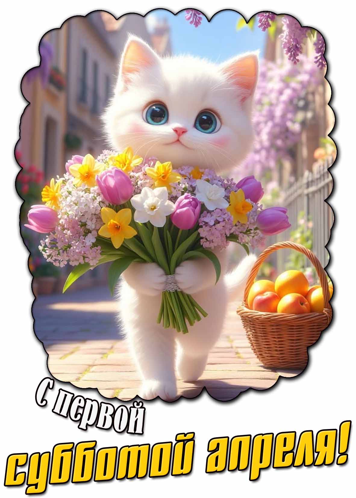 Красивая открытка с первой субботой апреля