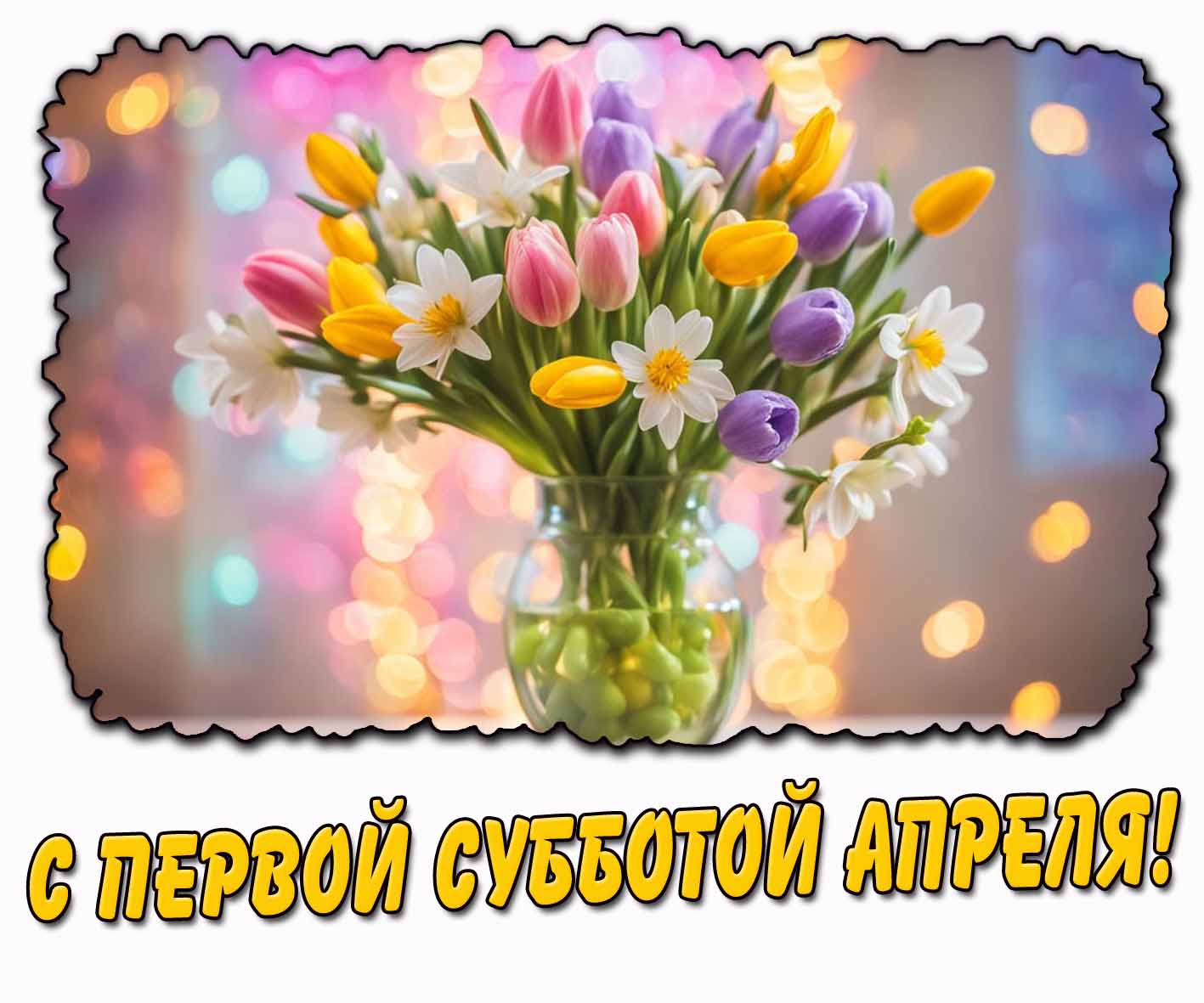 С первой субботой апреля! - картинка с тюльпанами