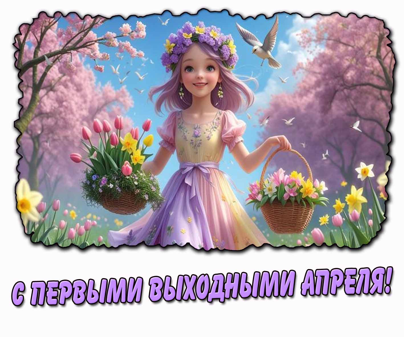 Картинка с первыми выходными апреля