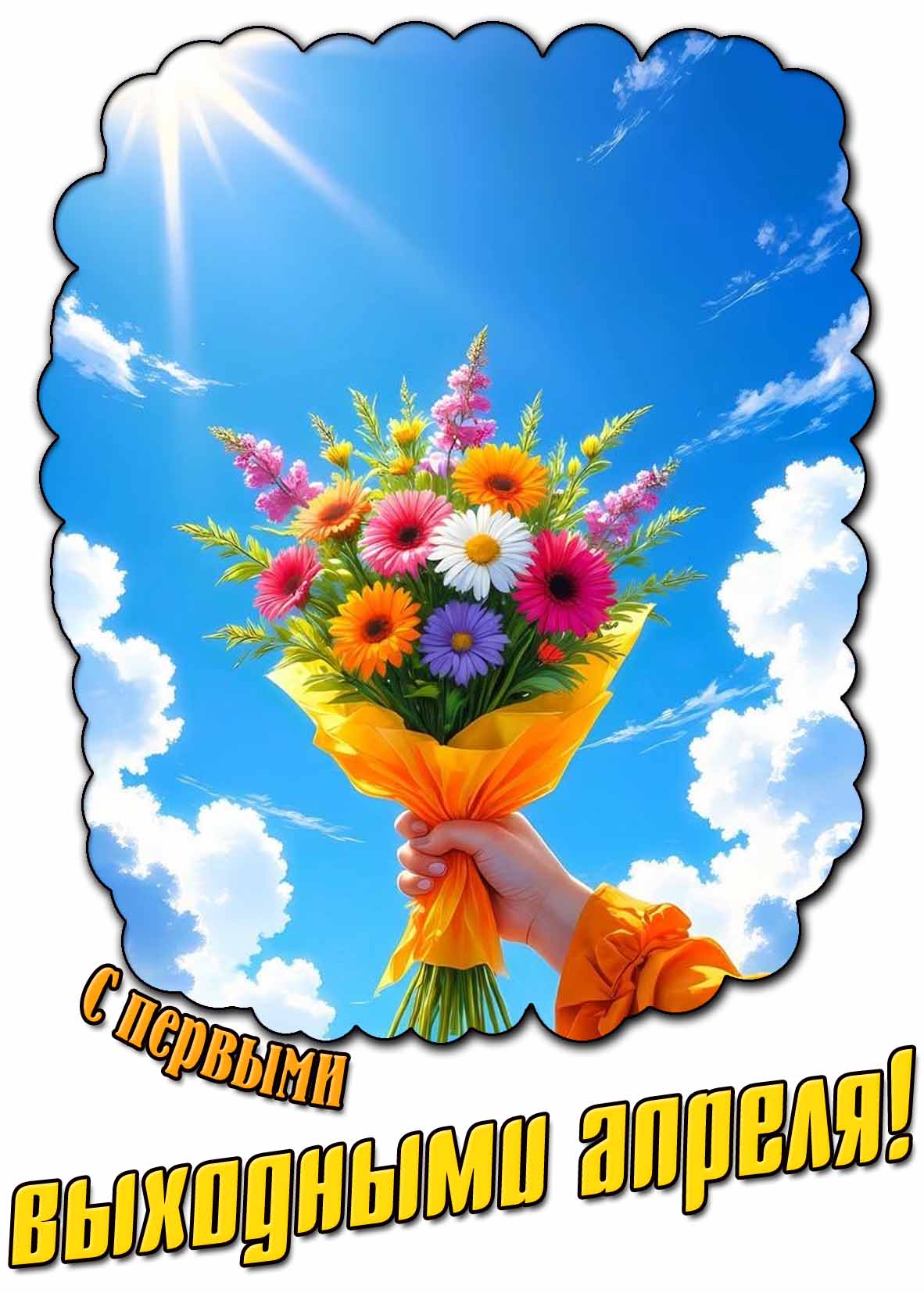 С первыми выходными апреля! - красивая открытка