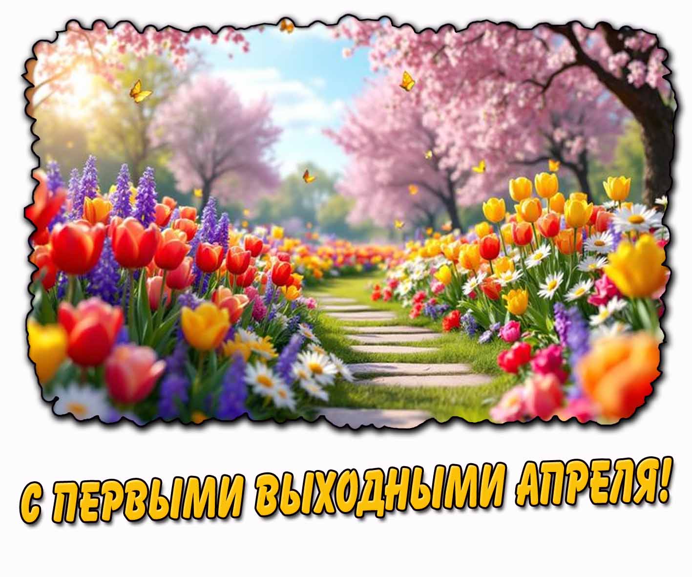Открытка с первыми выходными апреля