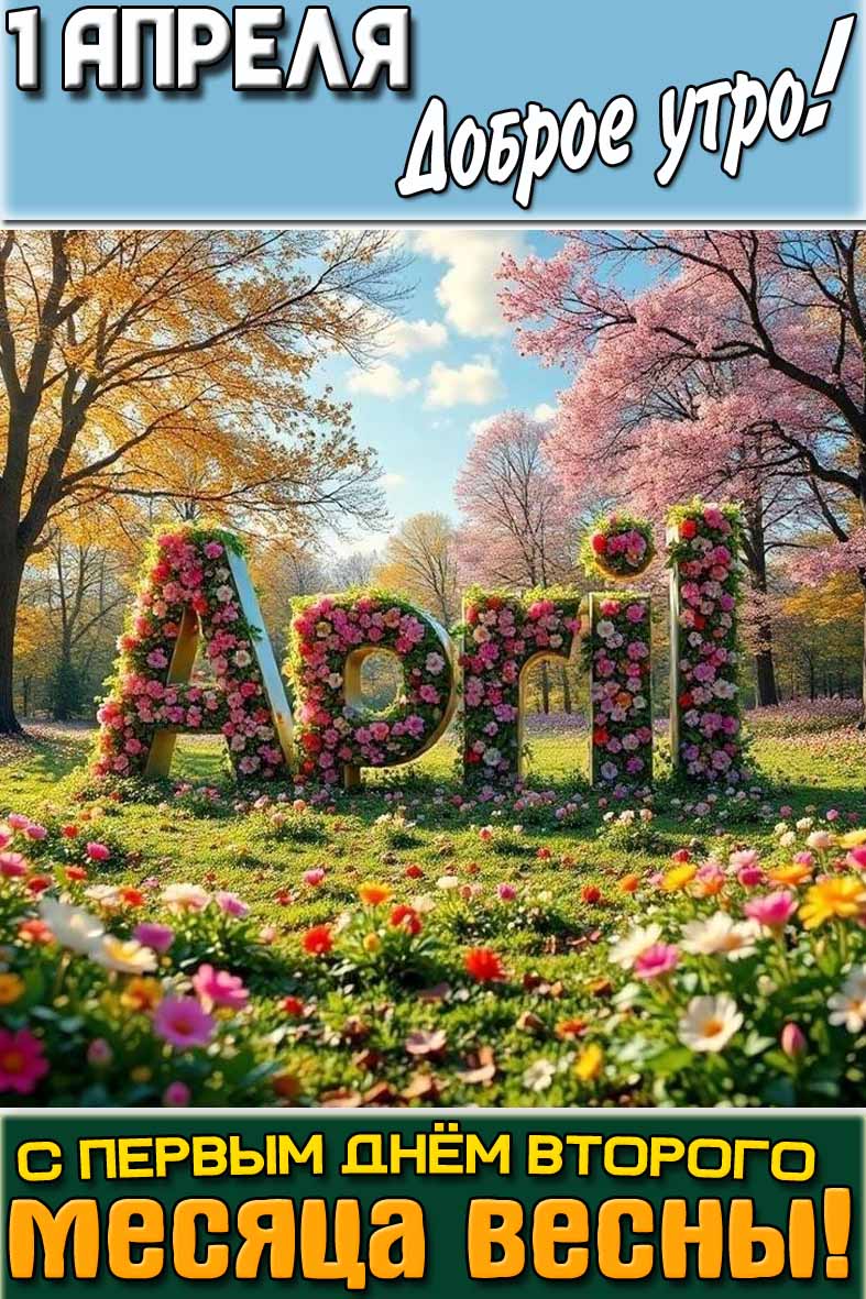 Картинка "1 апреля доброе утро! С первым днём второго месяца весны!"
