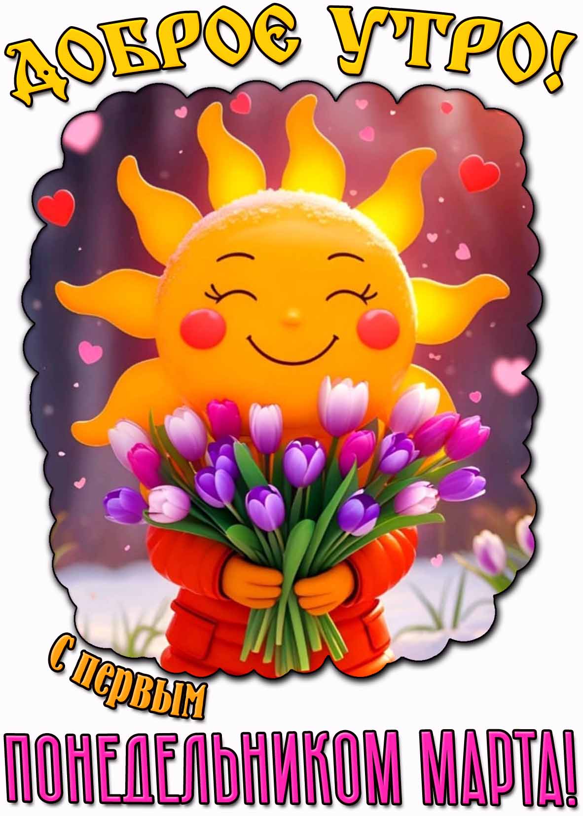 Открытка "Доброе утро! С первым понедельником марта!"