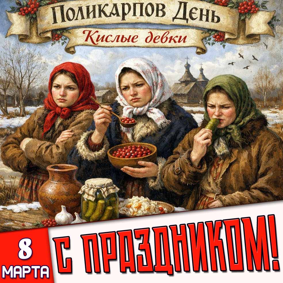 Картинка "8 марта - Поликарпов день! Кислые девки! С праздником!"
